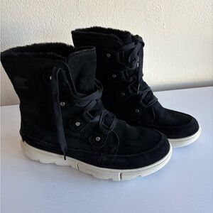 Sorel Explorer Next Joan Boots Women's 8 Black Faux Fur Waterproof Winter